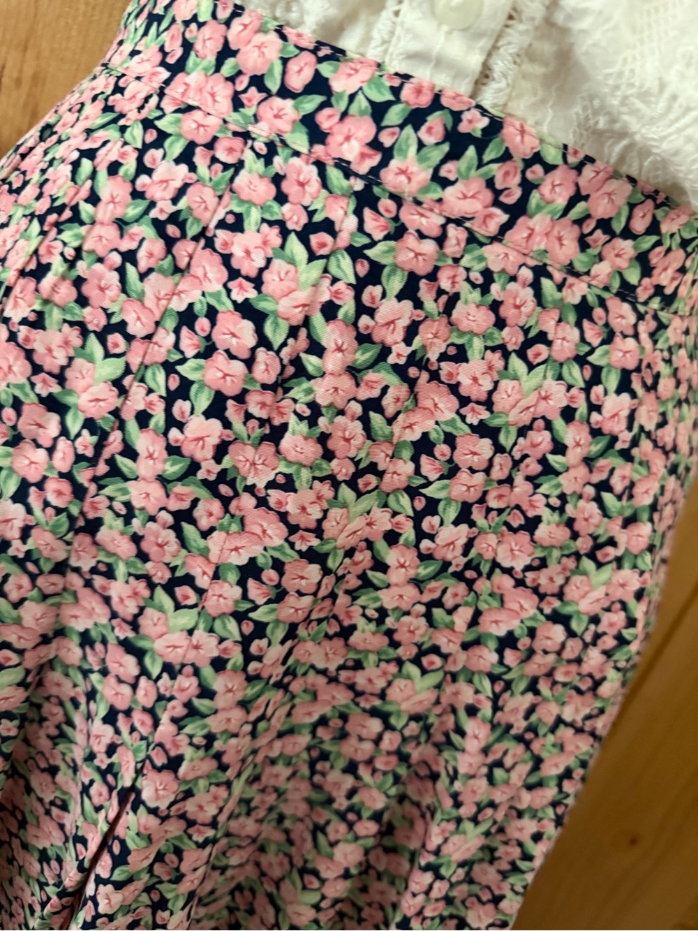 Vintage 90s Components Pink Floral Ankle Maxi Skirt Cottagecore Boho Romantic 8 - Picture 2 of 12